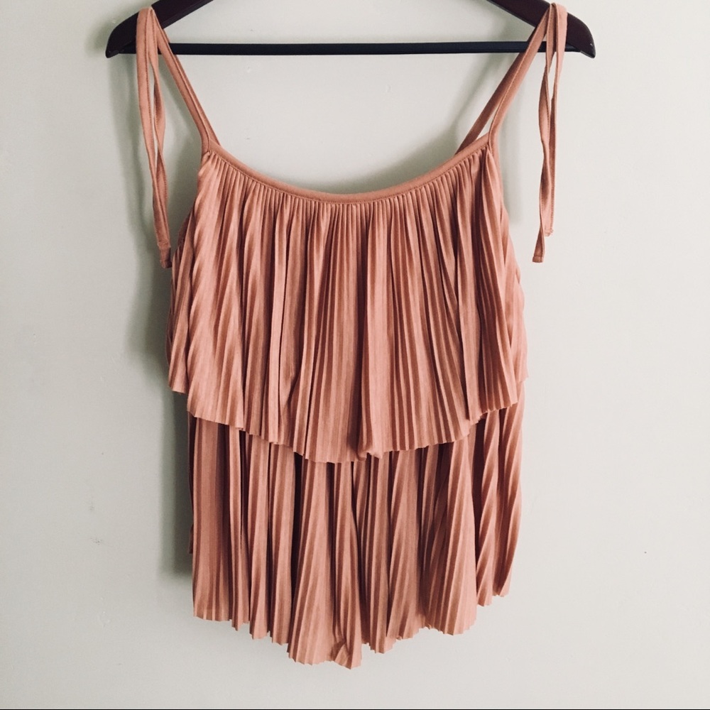 {H&M} Orange Pleated Flowy Tank